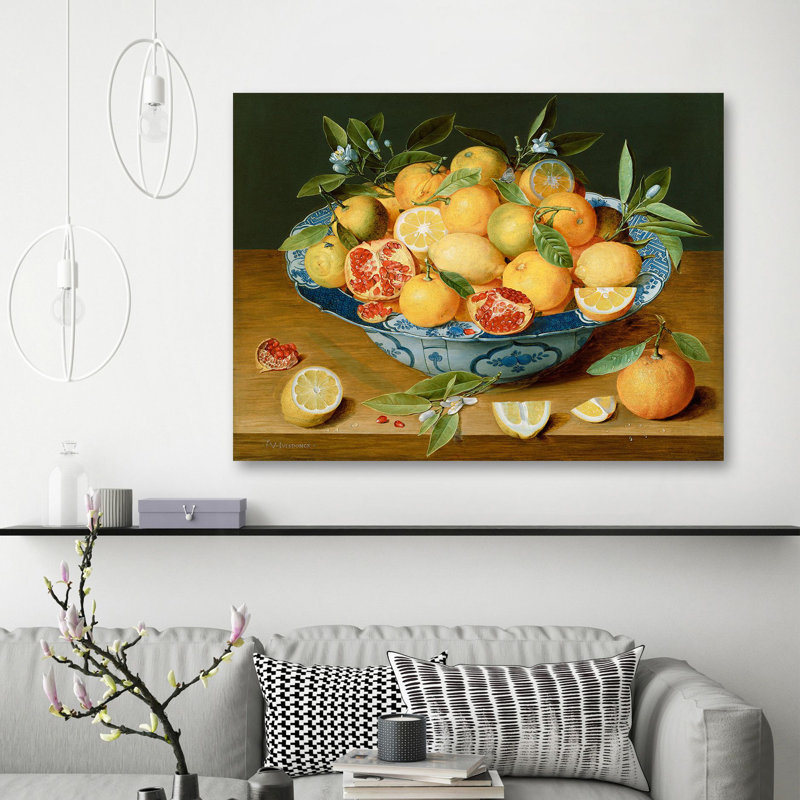 Still Life With Lemons And Oranges And A Pomegranate by Jacob Van Hulsdonck - No Frame Print on Canvas