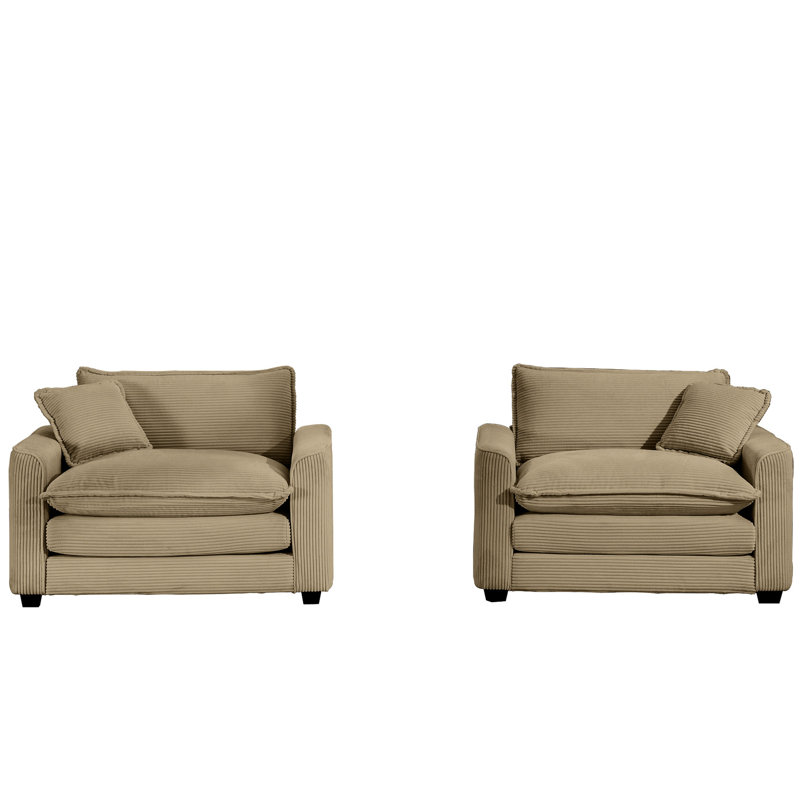 Velours côtelé brun clair avec deux chaises simples - Qualité rehaussante de la vie de chambre à coucher et de bureau sophistiquée: 2 chaises, pour