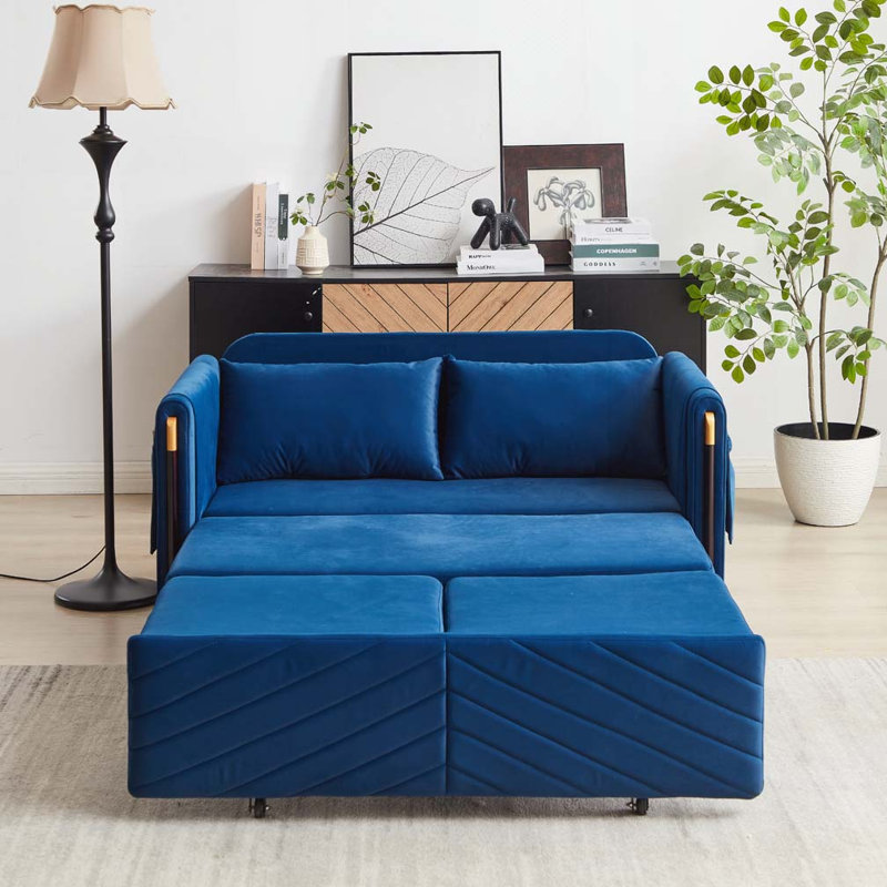 Velvet Multi-position adjustable Sofa with 2 Detachable Arm Pockets, 31.55" H x 54.05" W x 30.55" D, Light Gray
