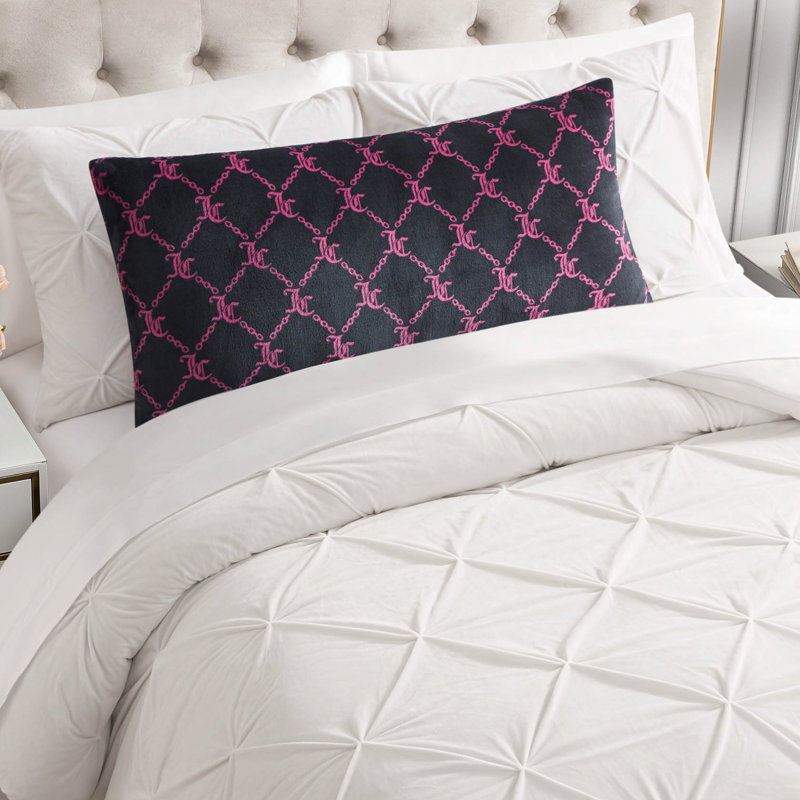 Juicy Couture Lattice Print Plush Body Pillow, Black Lockup Lattice