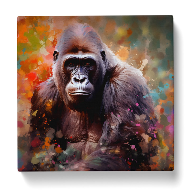 Gorilla Impressionism No.1 - Wrapped Canvas, 50cm H x 50cm W x 3cm D