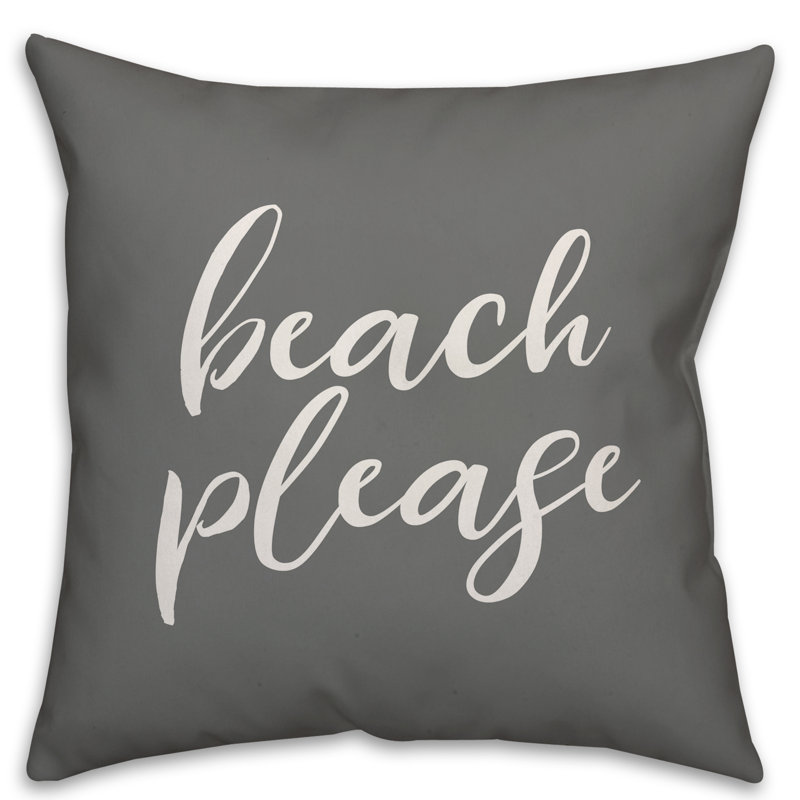  Coussin intérieur / extérieur Beach, H 18 po x l 18 po, Gris / blanc