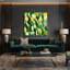"Watercolor Botanical 79", art mural sur toile verte