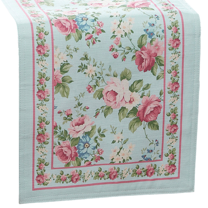 Vintage Floral Rectangle Floral Polyester Table Runner