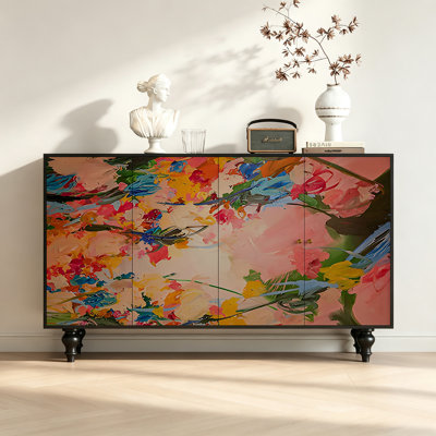 Four doors art French vintage sideboard cabinet