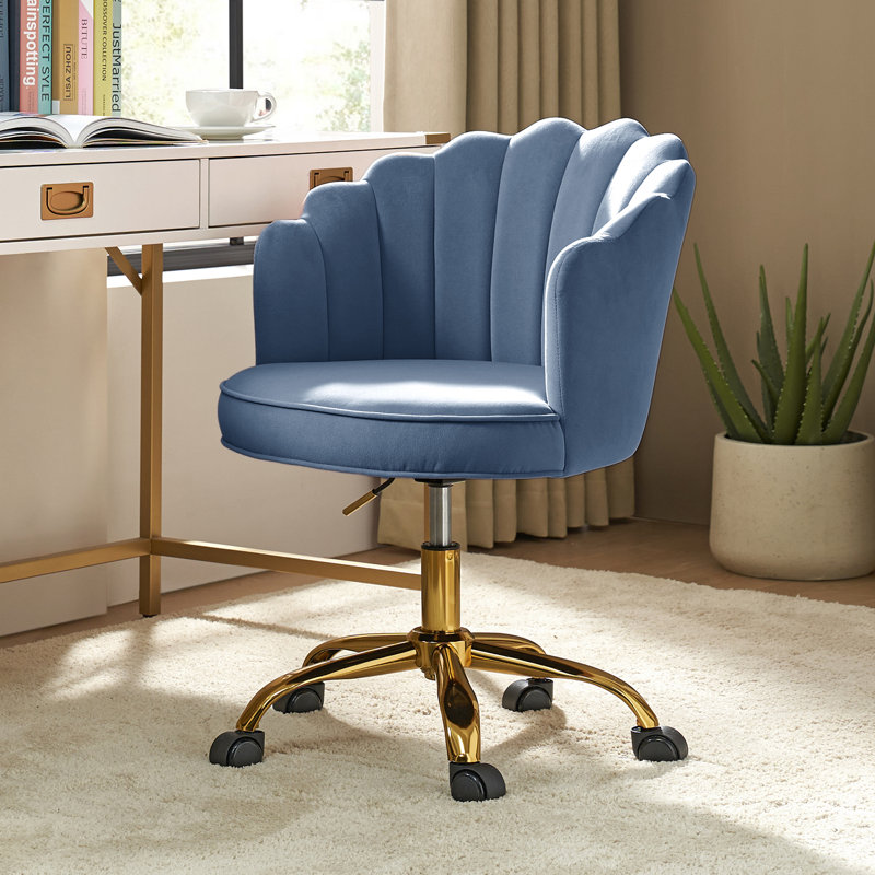 Belanda 23'' W Modern Velvet  Task Chair with Tufted Back, Slate Blue