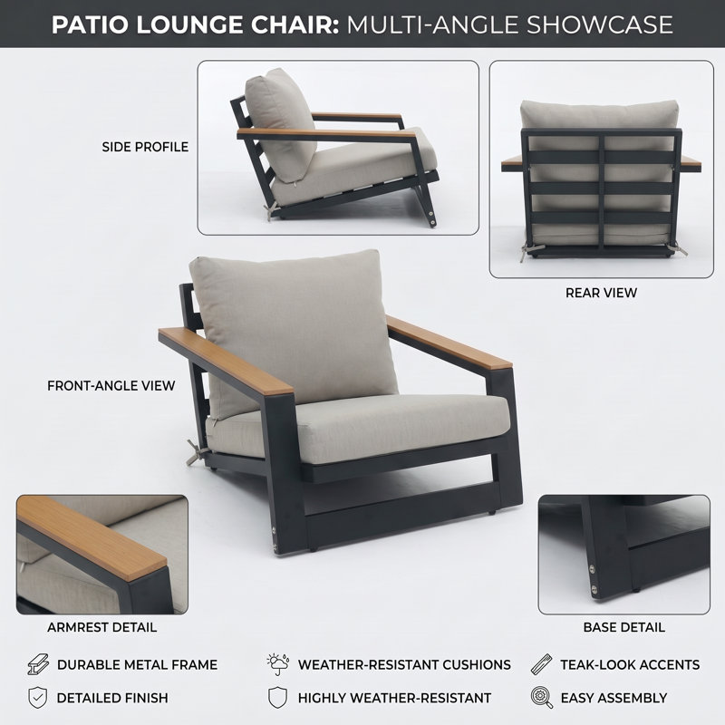 Ensemble de conversation de patio avec table basse Watsons, Light Grey