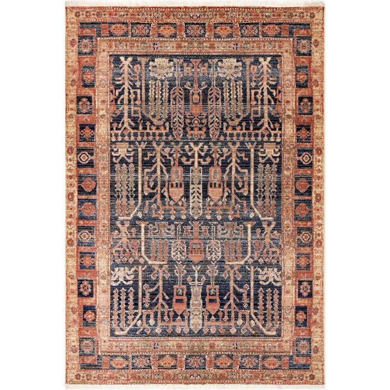 Tapis orange / noir Marielle Southwestern, Rectangle 8 pi x 10 pi