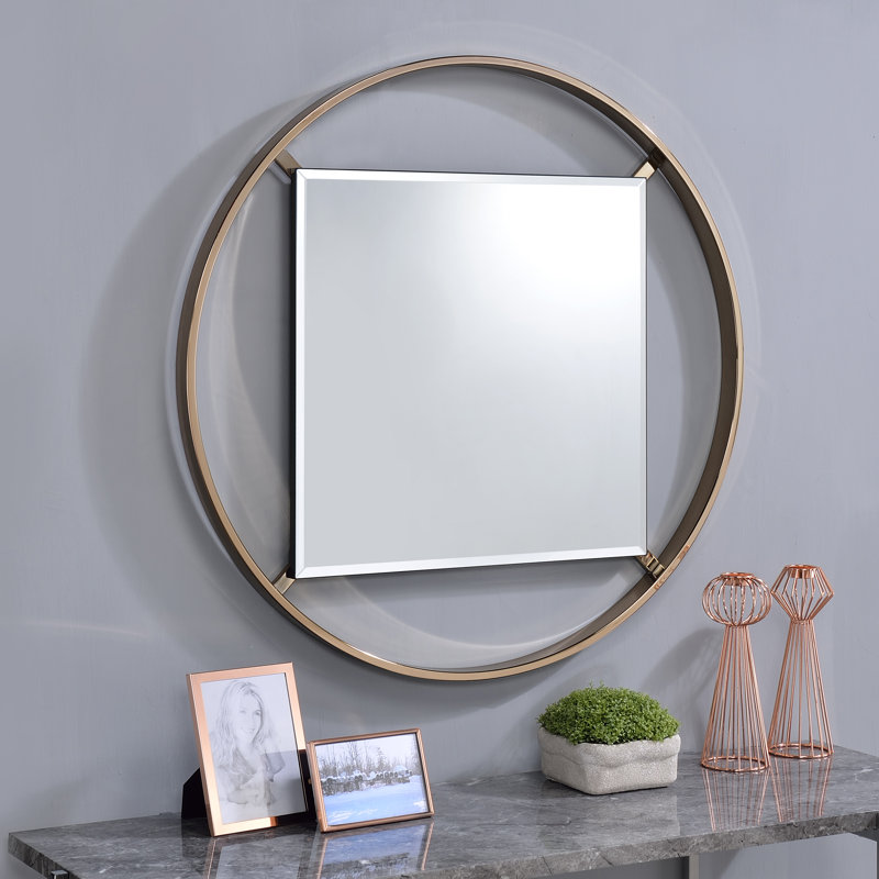 Mila Metal Flat Mirror, Champagne