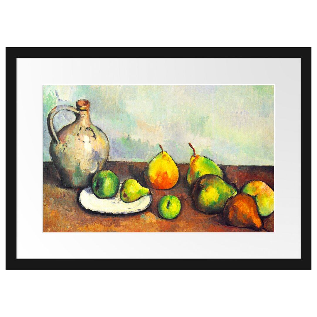 Gerahmter Kunstdruck Still Life Jug and Fruits von Paul Cezanne