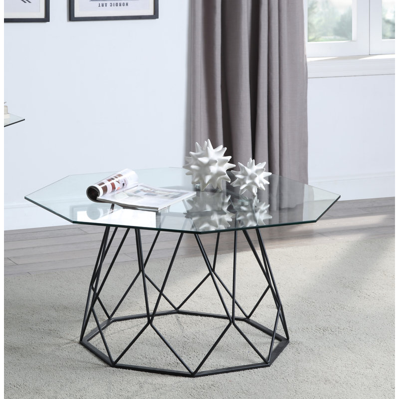Ohl Glass Top Single Coffee Table, Black