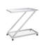 Chariot-bar Hip, verre trempé translucide et fer massif, 33,65 po x 37,1 po, métal élégant argenté et chariot avec fabrication, 37,1 po x 18,45 po,