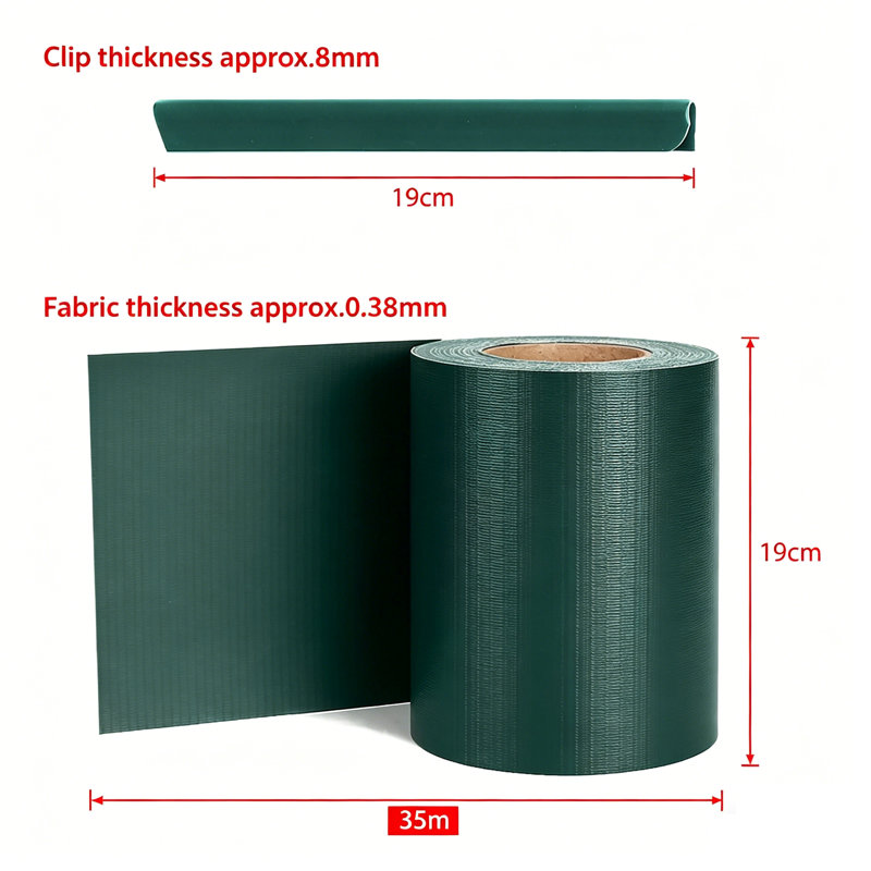 PVC Privacy Screen Strips Garden Fence Film Roll with Clips Opaque Anti-UV Double Rod Mat Fence Decorative Screen Windbreak Fencing for Deck Patio Balcony
