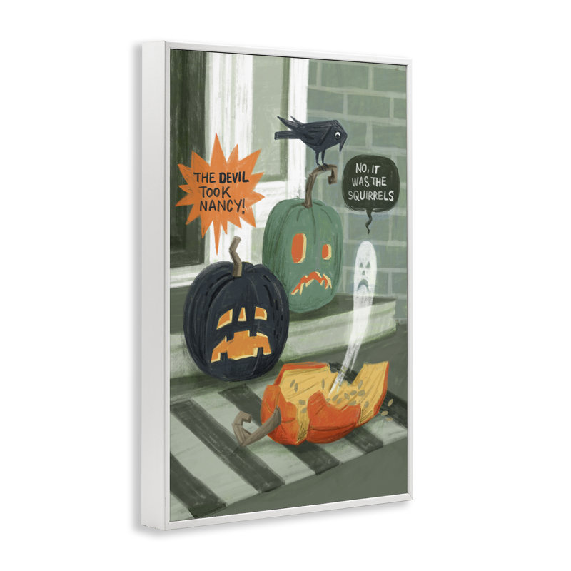 «Porch Pumpkins», art giclée encadré par Irene Chan, Giclée encadrée blanc bord de mer, H 24 po x l 16 po