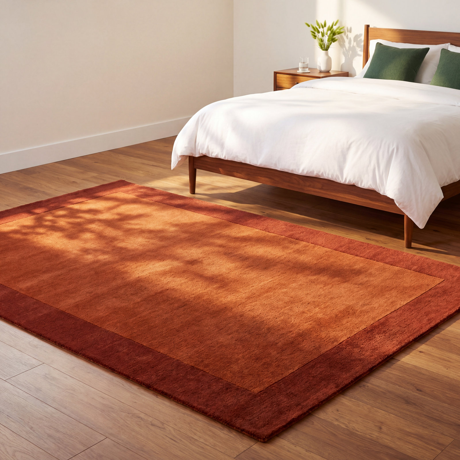 Dolma Red Hand-Woven Wool Rug, Rectangle 6' x 9'