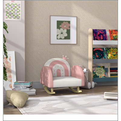 Chaise berçante pour enfants Qabo, fauteuil pour tout-petits Princess Crown, fauteuil à bascule pour enfants avec dossier arc-en-ciel pour chambre à coucher, salle de jeux