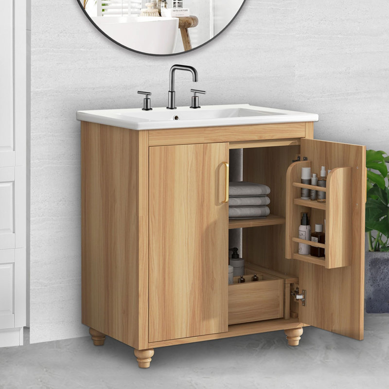 Meuble-lavabo simple 30 po avec plateau en céramique Savieon