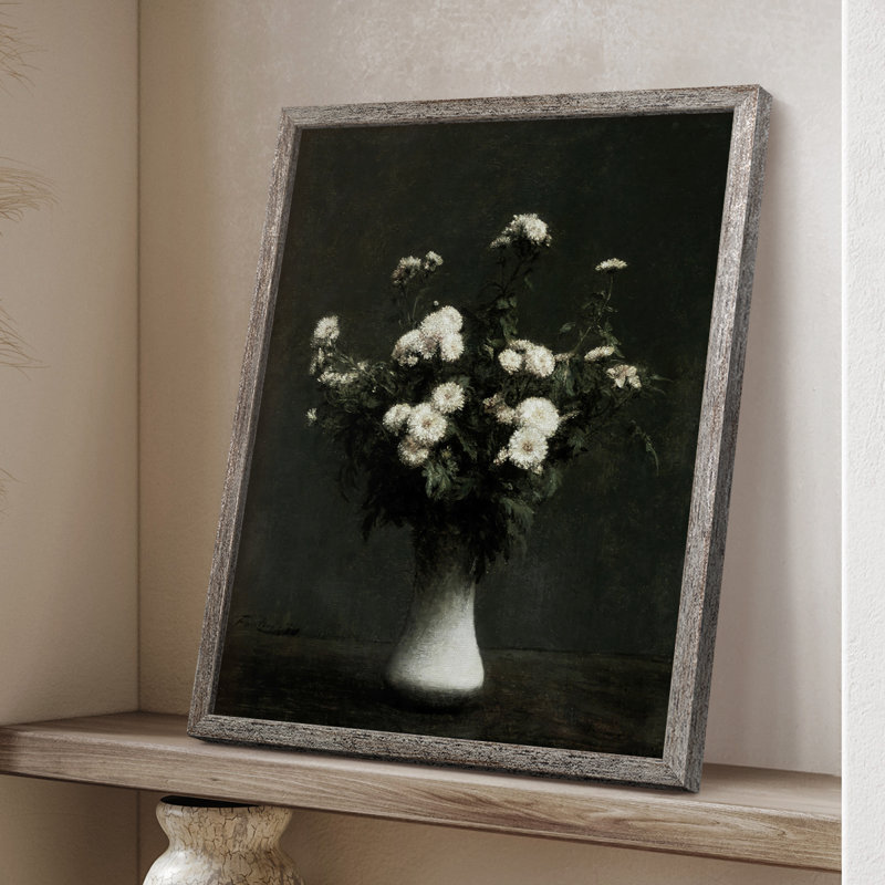 Impression florale vintage encadrée Lxxv - bois massif, H 30 po x l 24 po