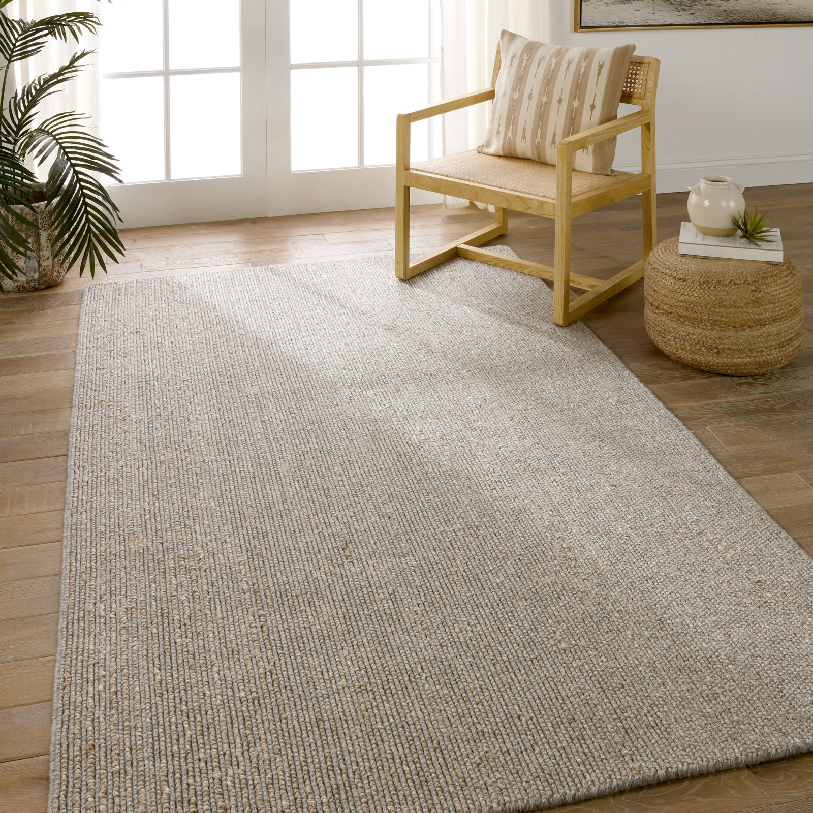 Fransin Handmade Gray/Brown Rug, Rectangle 5' x 8'