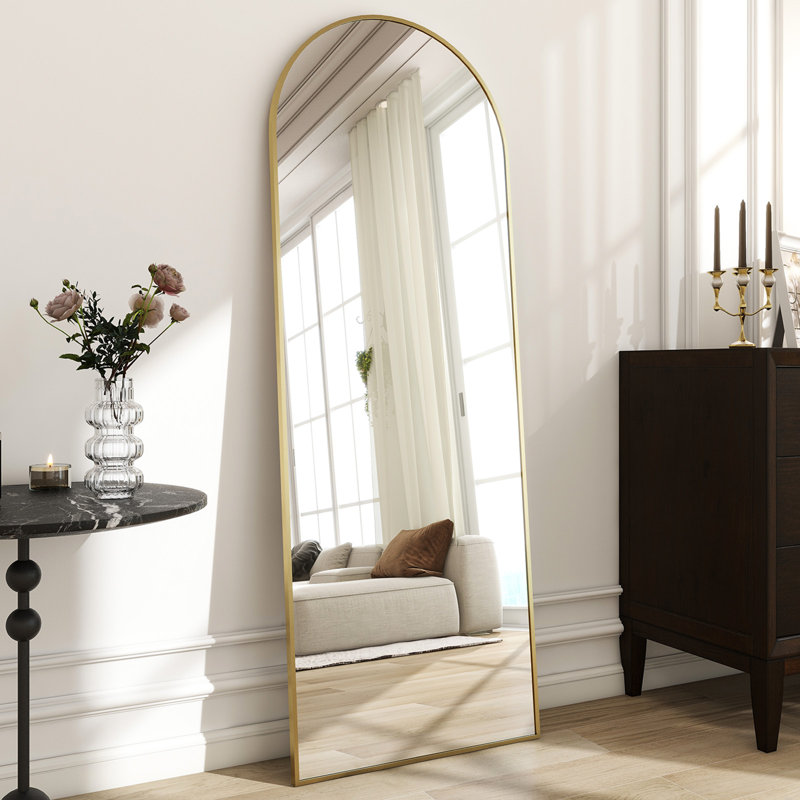 Aluminium Arch Mirror, 147.3cm H x 45.7cm W, Gold