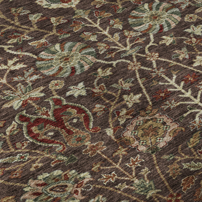 Premium Machine Washable Dahl AMF1085 Floral Rug, Rectangle 1'8" x 2'6"