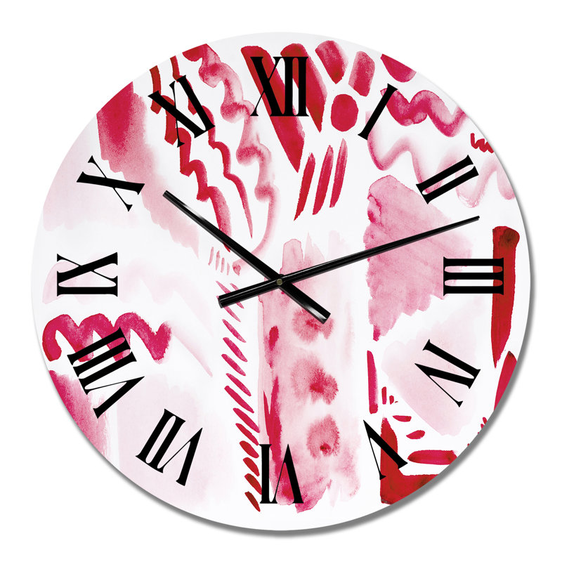 Retro Graphic Elements In Orange And Red II - Modern Wall Clock, Medium