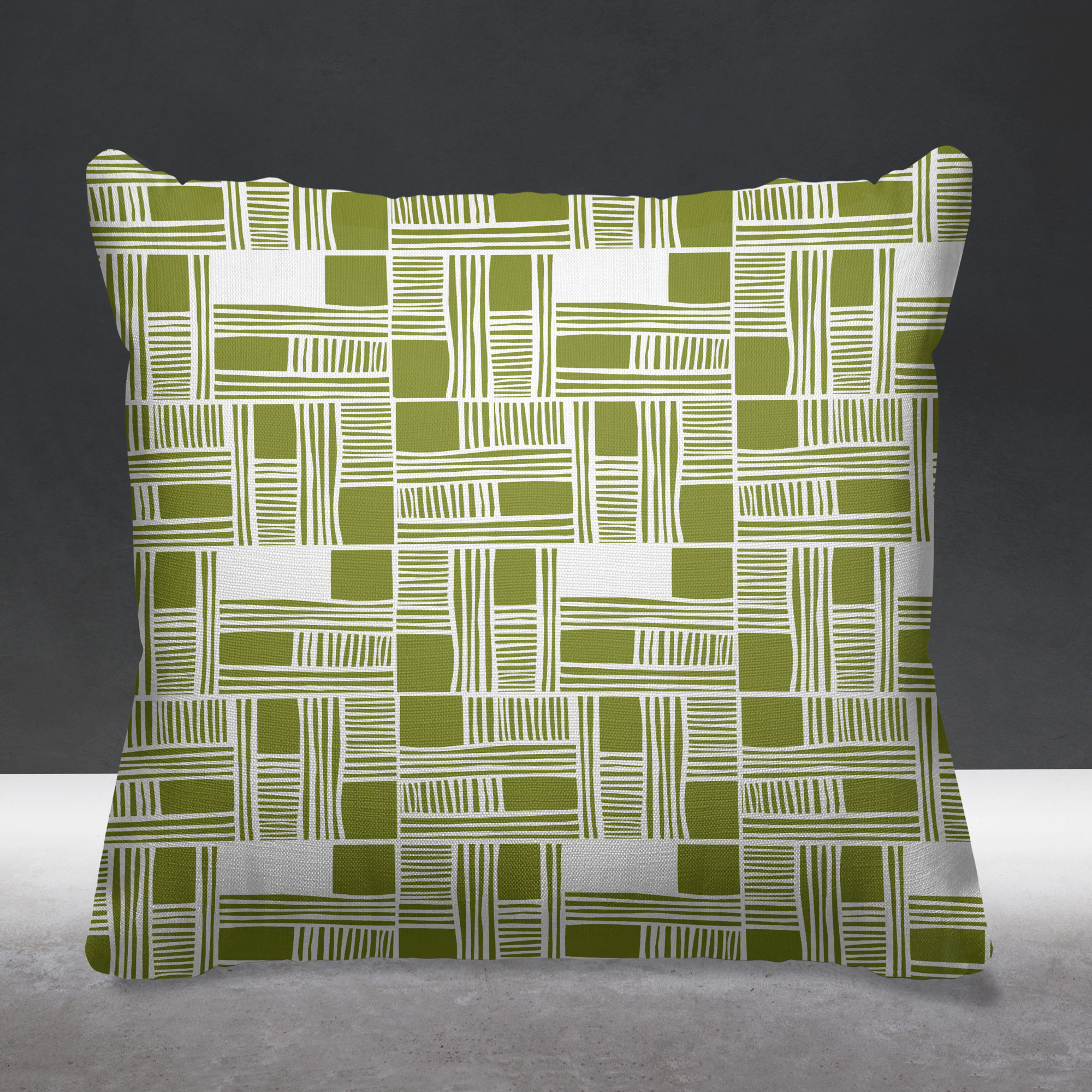 Kapri Indoor/Outdoor Throw Pillow, 15" x 15", Olive, Square