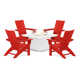 Modern Curveback Adirondack 5-Piece Conversation Set with Fire Pit Table