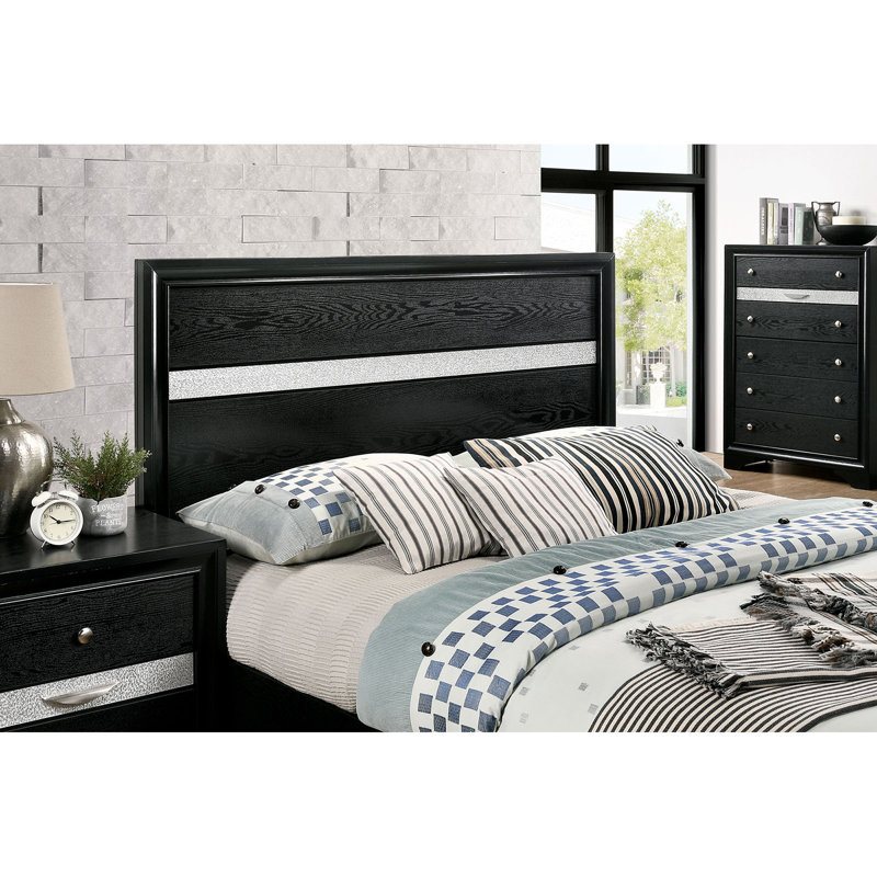 Zigler Platform Bed with Footboard Drawers, Queen, Black
