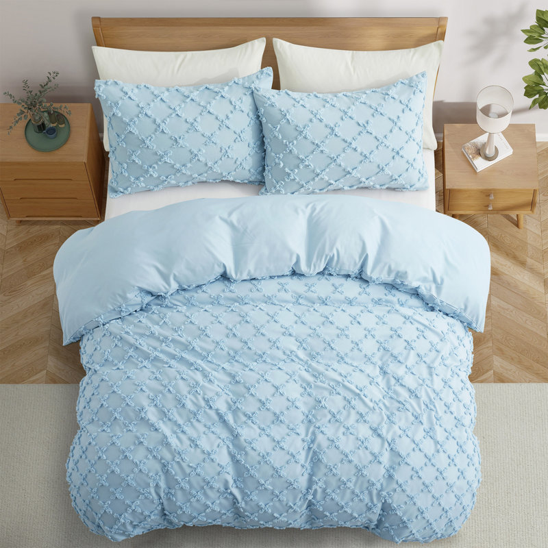  Ensemble de housse de couette Percale, Housse de couette très grand + 2 très grands cou, Bleu clair