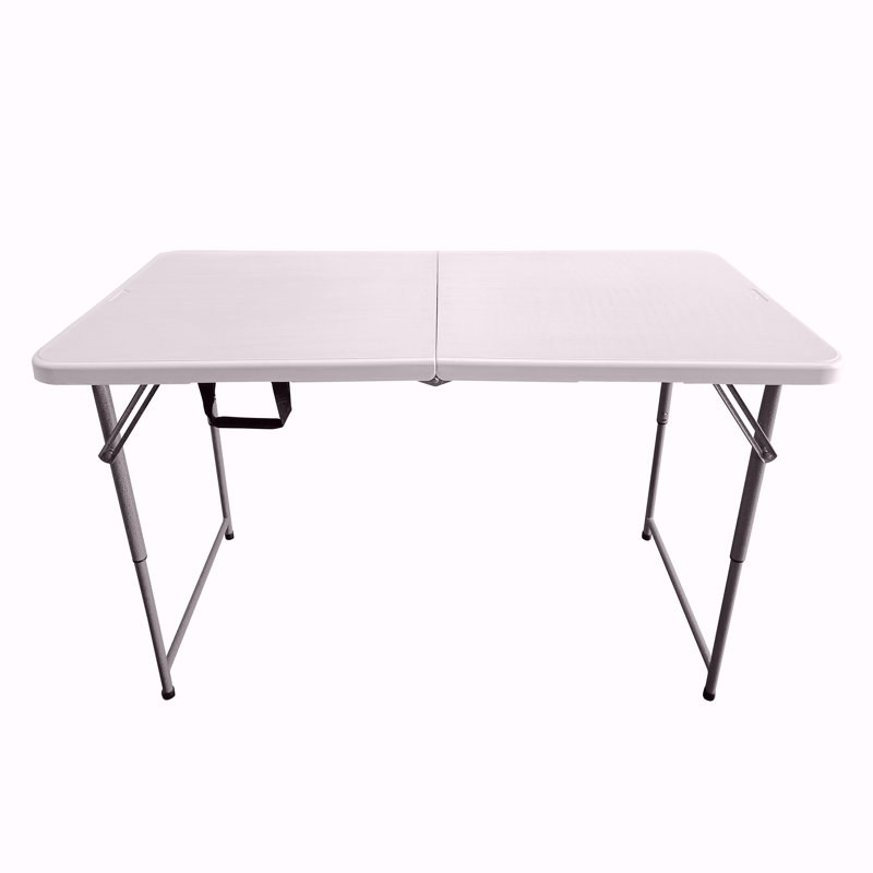 Table pliante à hauteur réglable en granit blanc Techni Home de 4 pi avec poignée facile à transporter