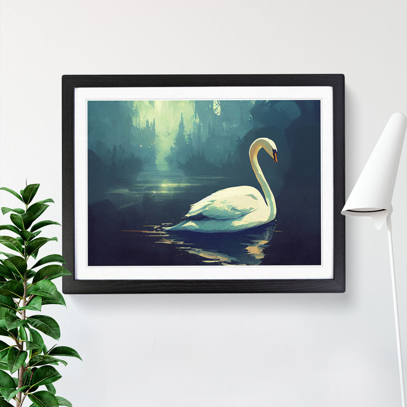 Swan Art Vol.5 - Single Picture Frame Painting, Black, 46cm H x 64cm W x 2cm D