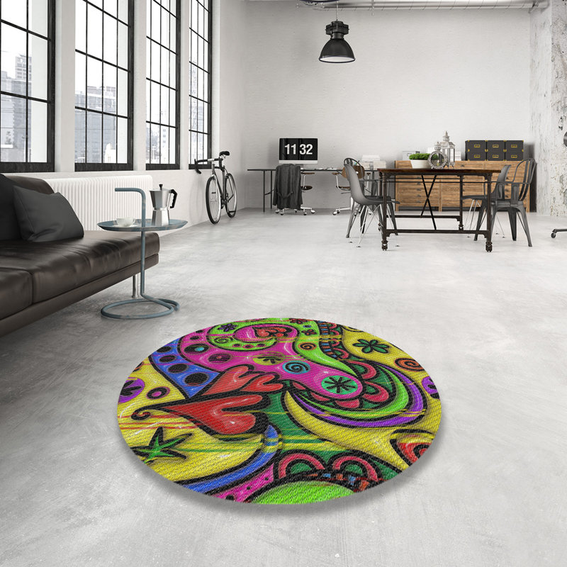 Abstract Indoor Rug, Round 6'
