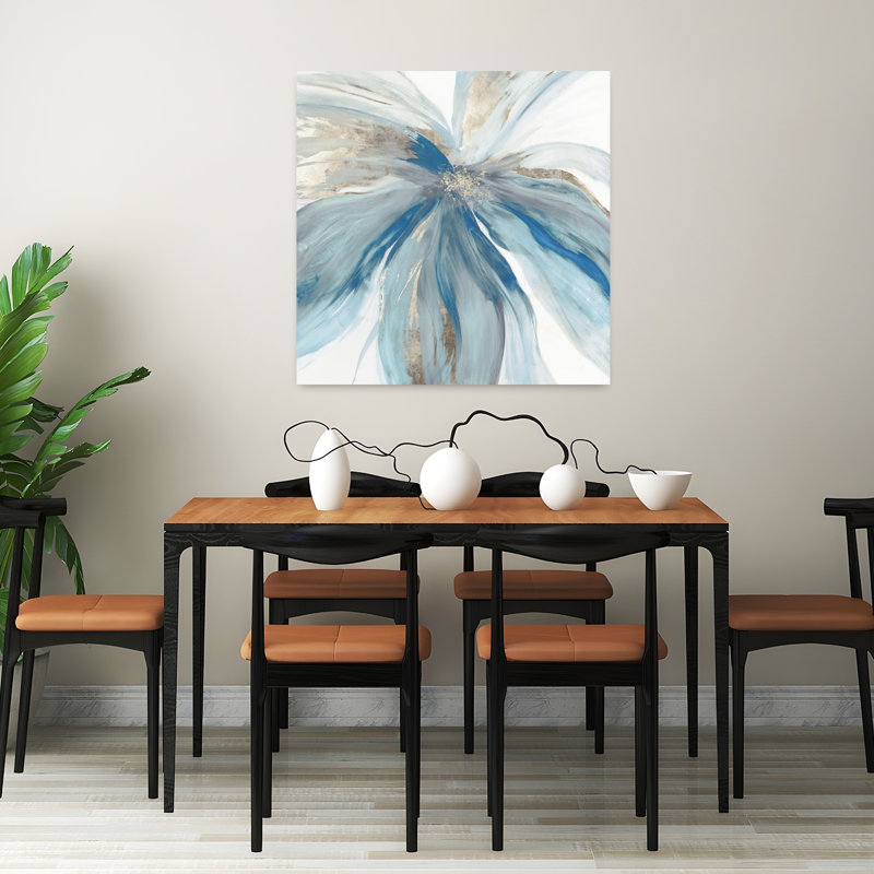 Bleu monarque I, art moderne abstrait élégant, H 32 po x l 32 po