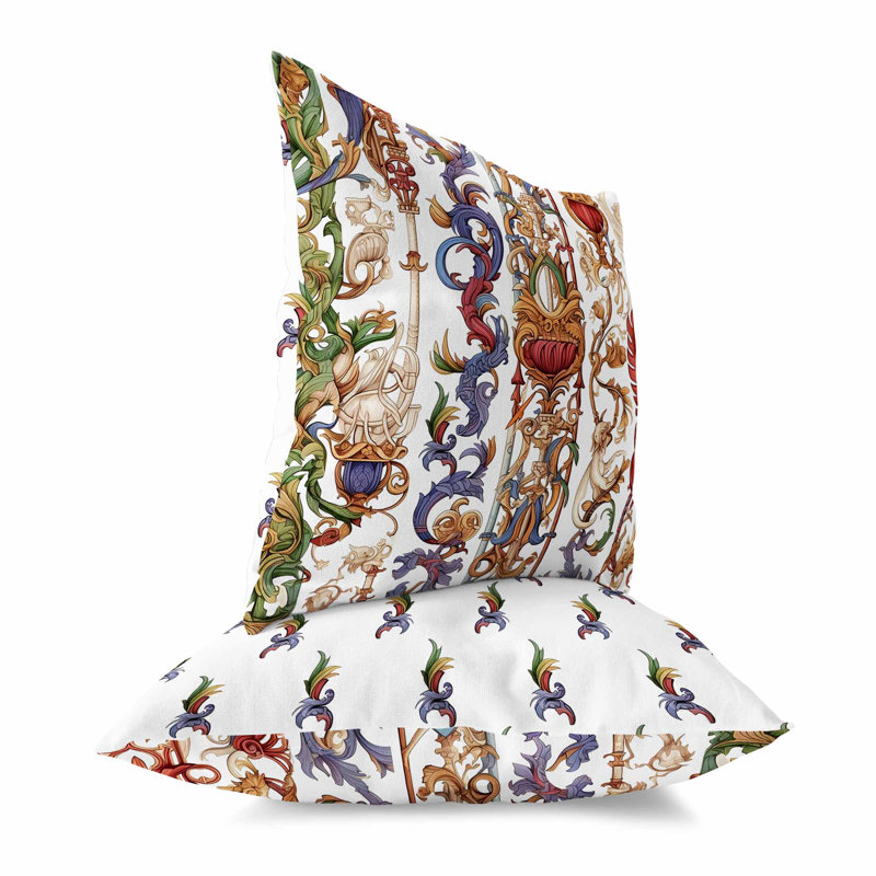 Coussin décoratif en drap Flreeswind Freesia, H 26 po x l 26 po, Blanc / rouge