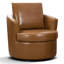 Fauteuil demi-tonneau pivotant rembourré en similicuir brun-1356087151