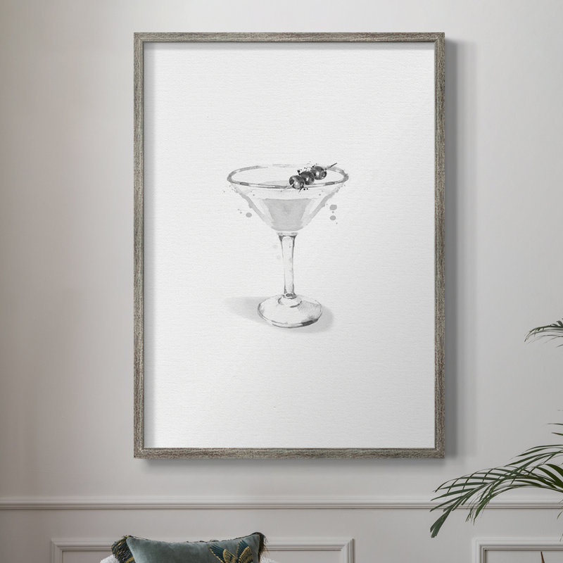 Habillé de martini blanc, reproduction encadrée - bois massif, H 21 po x l 17 po