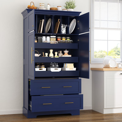 [Assembly Video Available] TOPMAX Farmhouse Freestanding 40''X18''x72.6'' Kitchen Pantry