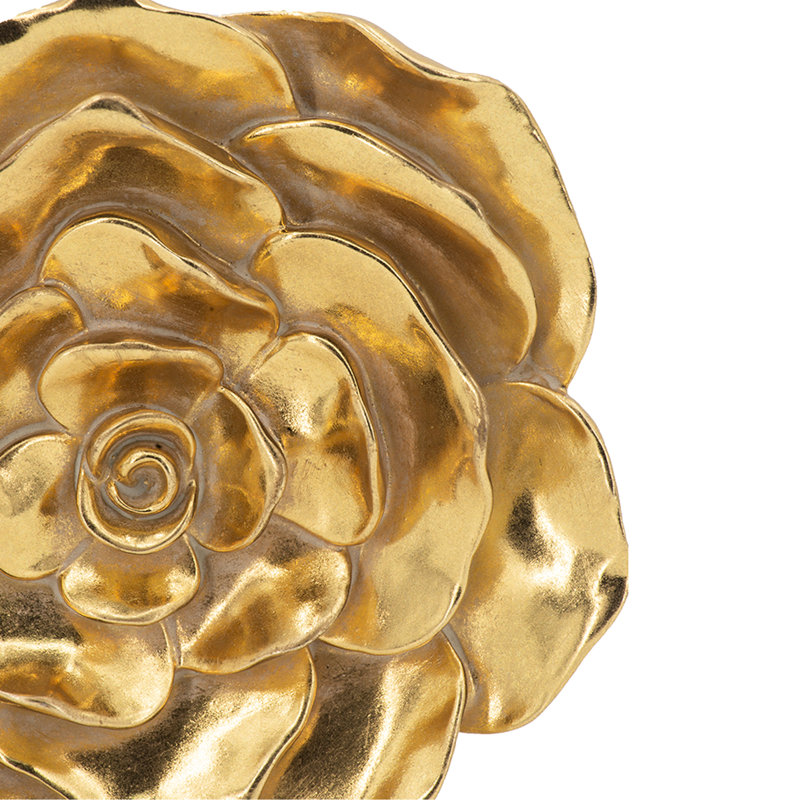 Of 2 Charming Gold Rose Decoration - Intricate Detail, Enhance 2Pcs Ornate Roses Design, Versatile Home Decor Piece
