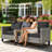 Allcot 3 - Person Wicker Rattan Outdoor Seating Group with Pillows, Cushions and Ottomans, All Weather High Back Conversation Set for Garden Backyard-112473993