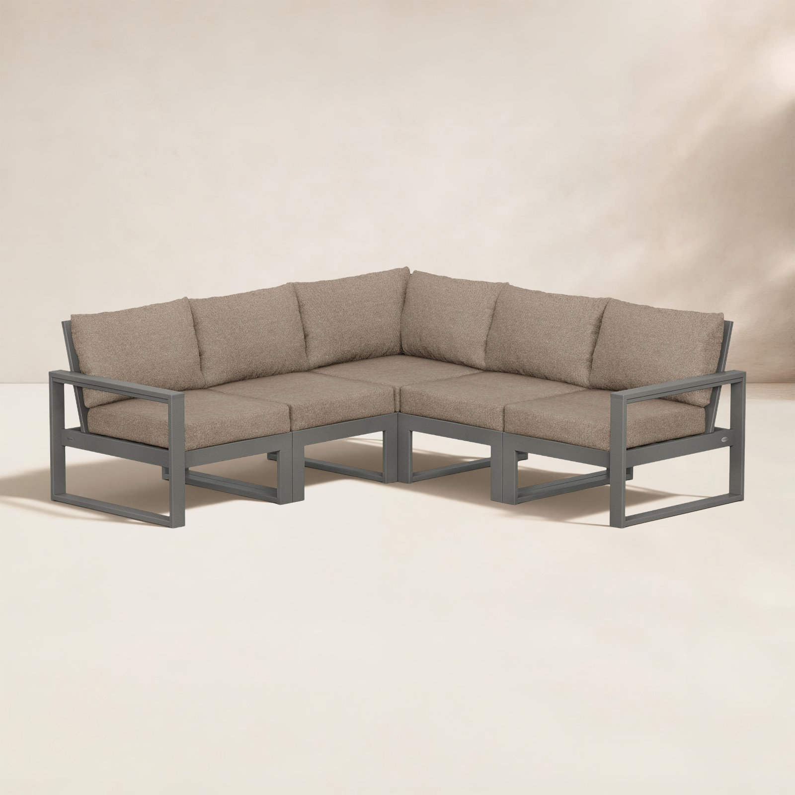 POLYWOOD® Edge 85" Patio Sectional, Spiced Burlap, Slate Grey