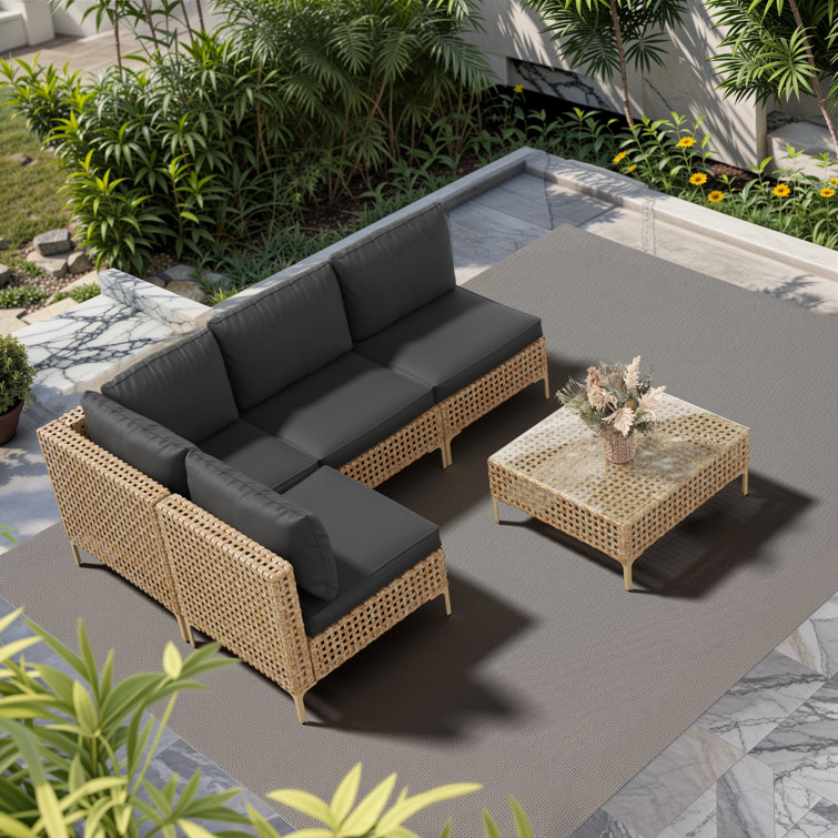 Kaveah 4 - Person Outdoor Seating Group with Cushions, Outdoor Conversation Set