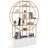 Everly Quinn 71'' Tall Metal Bookcase 6-tier Gold Bookshelf W/ 2 Storage Drawers Home Office