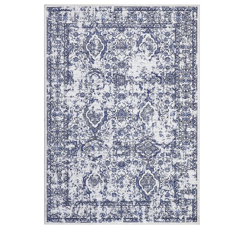 Non Slip Vintage Floral Floor Cover Non-Slip Thin Soft Retro Carpet Foldable Low-Pile Distressed Throw Rug for Dining Room Living Room Home Nursery