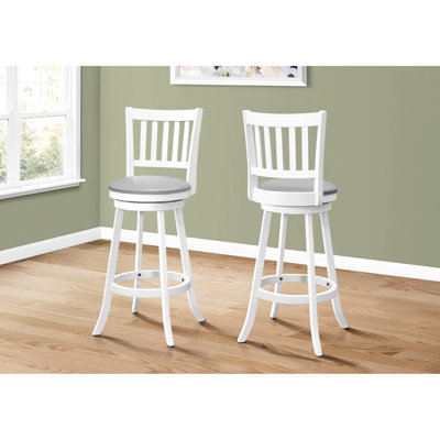 De 2 tabourets de bar pivotants, hauteur, pieds en bois blanc, rembourrage d'aspect cuir, confortable, structure, tabouret transitionnel 2, revêtement de siège, élégant