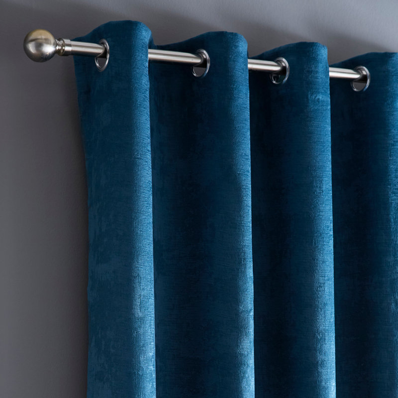 Strata Room Darkening Curtain, Teal, Width 229 x Drop 275 cm, 2