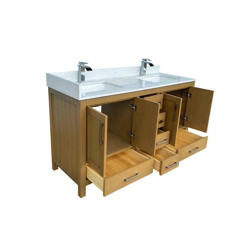Meuble-lavabo 60 po avec lavabo double, 4 portes et 6 rangement Desert