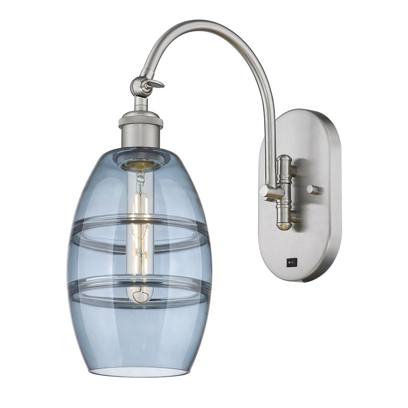 Dundrod Steel Armed Sconce, Princess Blue, Brushed Satin Nickel