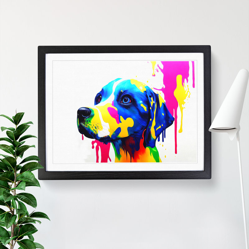 Dog Splash Vol.6 Abstract - Single Picture Frame Painting, 25cm H x 34cm W x 2cm D, Black