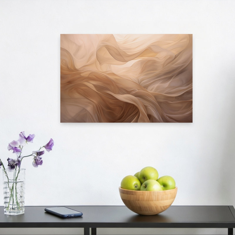 Flowing Beige Abstract Delicate Elegant Wall Art Print 1 Piece Wrapped Canvas Wall Art, 30.48cm H x 45.72cm W